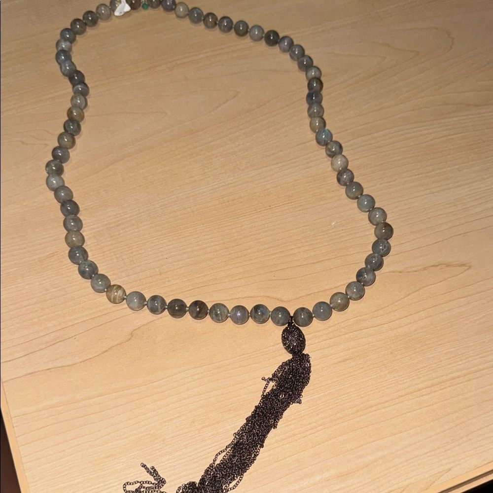 Vintage Beaded Tassel Necklace Long Hand Beaded
